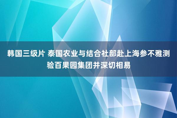 韩国三级片 泰国农业与结合社部赴上海参不雅测验百果园集团并深切相易