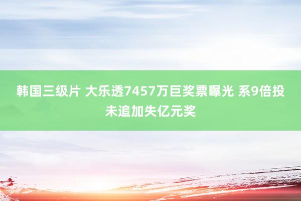 韩国三级片 大乐透7457万巨奖票曝光 系9倍投未追加失亿元奖