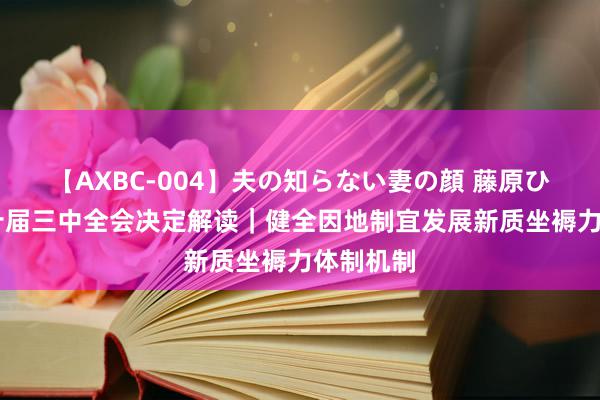 【AXBC-004】夫の知らない妻の顔 藤原ひとみ 二十届三中全会决定解读｜健全因地制宜发展新质坐褥力体制机制