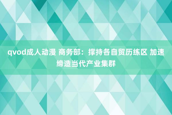 qvod成人动漫 商务部：撑持各自贸历练区 加速缔造当代产业集群