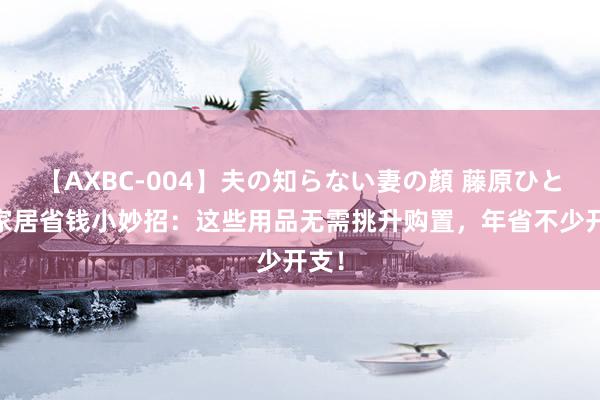 【AXBC-004】夫の知らない妻の顔 藤原ひとみ 家居省钱小妙招：这些用品无需挑升购置，年省不少开支！