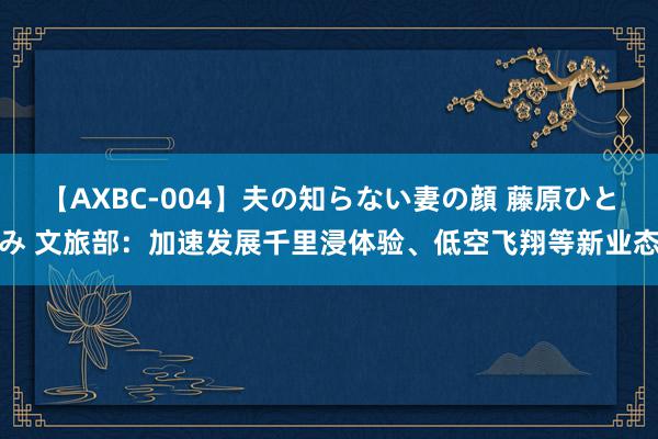 【AXBC-004】夫の知らない妻の顔 藤原ひとみ 文旅部：加速发展千里浸体验、低空飞翔等新业态