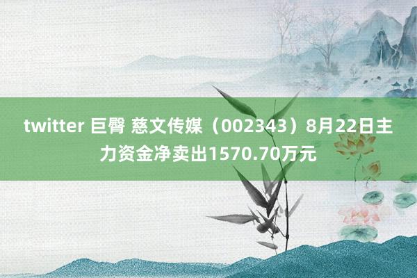 twitter 巨臀 慈文传媒（002343）8月22日主力资金净卖出1570.70万元