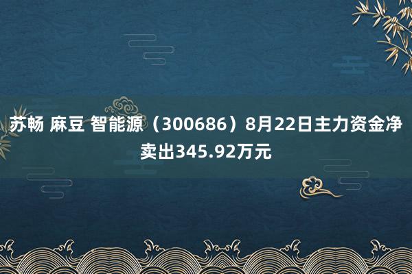 苏畅 麻豆 智能源（300686）8月22日主力资金净卖出345.92万元